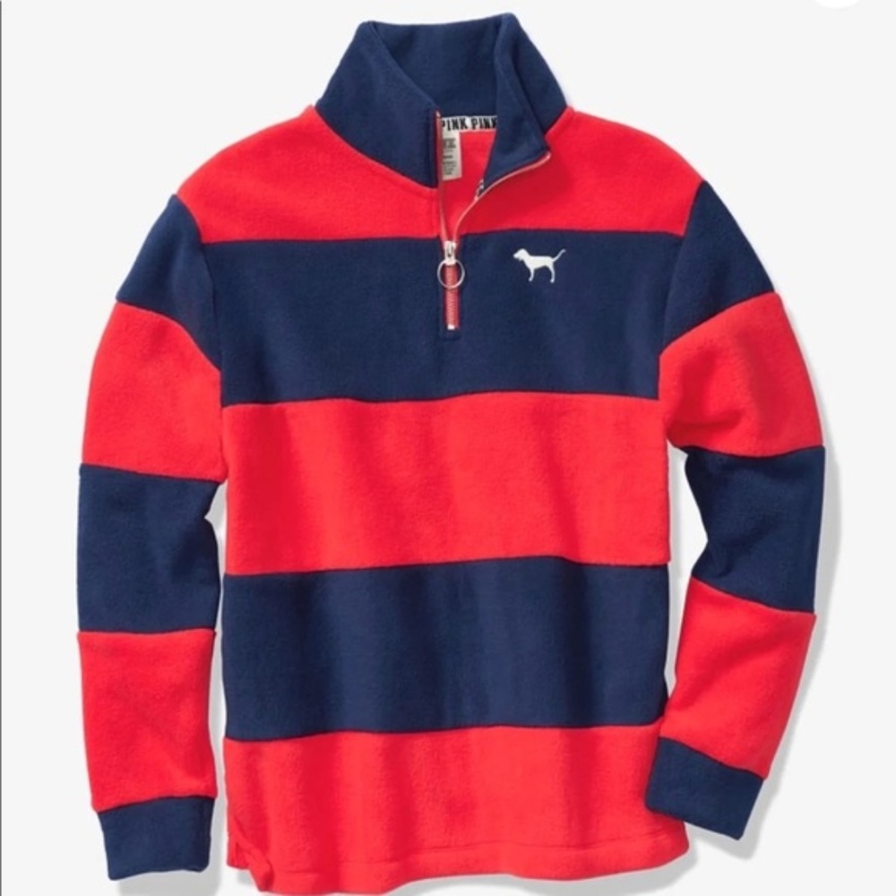 NIP VS Pink Polar Fleece Half Zip Pullover…